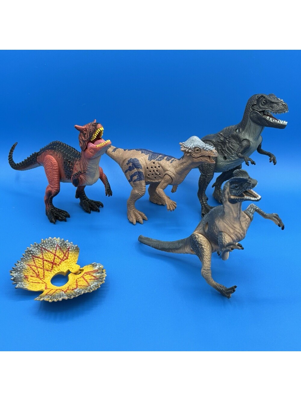 Kid Galaxy Dinosaur Toy Lot 4 Light Up Eyes Sounds T-Rex Dilophosaurus Working